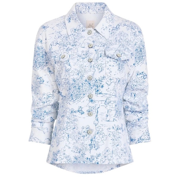 Cinq A Sept Garden Toile Scrunched Canyon Buttoned Jacket Size 10 NWOT - Picture 2 of 15